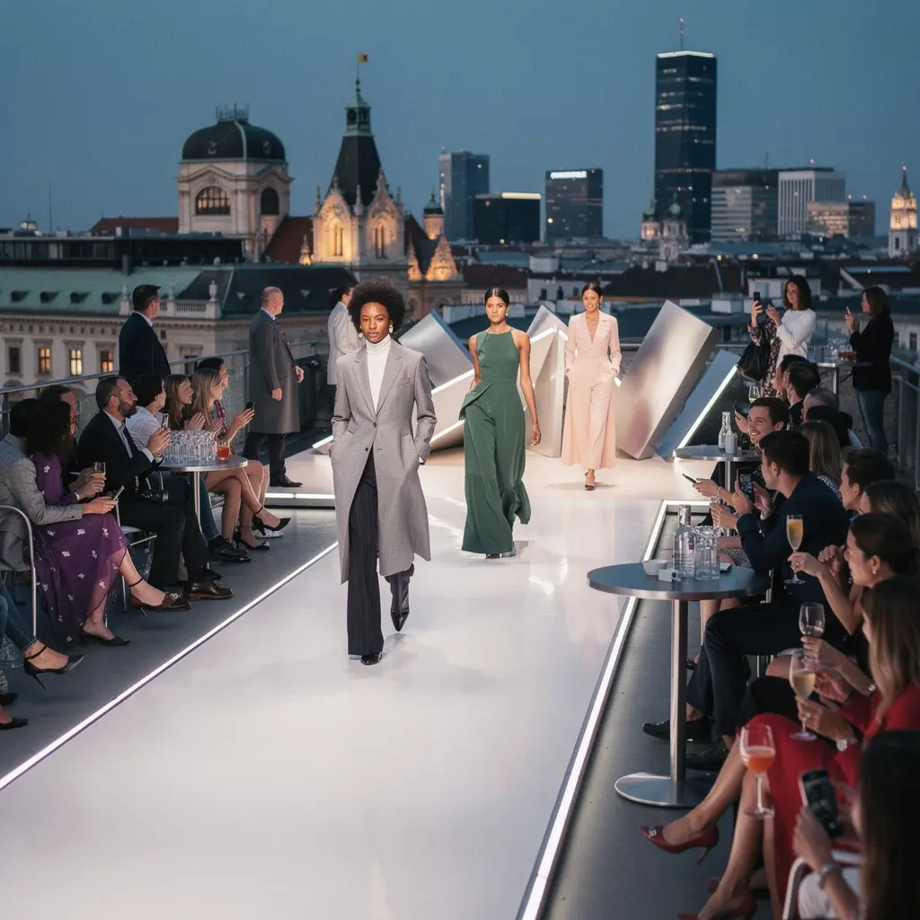 Elegante Dachterrasse mit Gartenmöbeln, ideal zum Entspannen und Genießen der Stadtansicht.